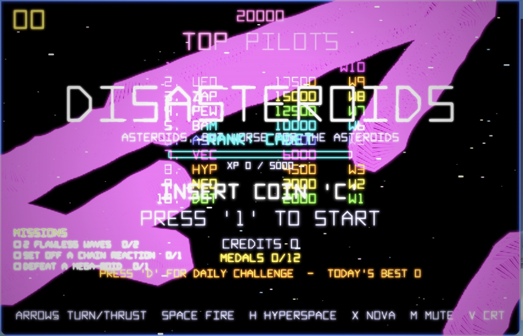 Asteroids++ gameplay screenshot